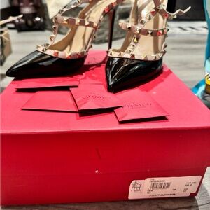 Valentino Black Patent Leather Studded Heels size 41.5
